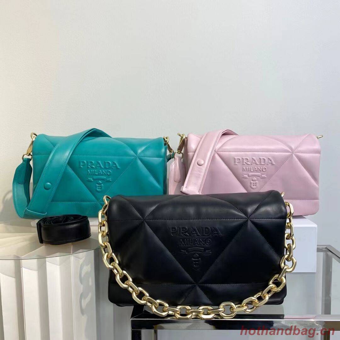 Padded nappa leather shoulder bag 1BD306 black Padded nappa leather shoulder bag 1BD306 black