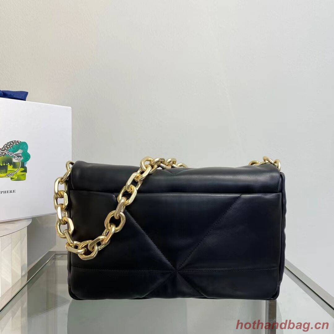 Padded nappa leather shoulder bag 1BD306 black Padded nappa leather shoulder bag 1BD306 black