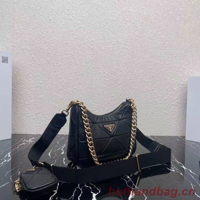 Prada System nappa leather patchwork shoulder bag 1AC151 black Prada System nappa leather patchwork shoulder bag 1AC151 black