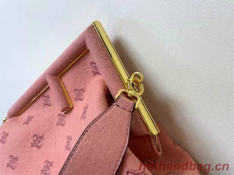 FENDI FIRST MEDIUM flannel bag with embroidery 8BP127A PINK FENDI FIRST MEDIUM flannel bag with embroidery 8BP127A PINK