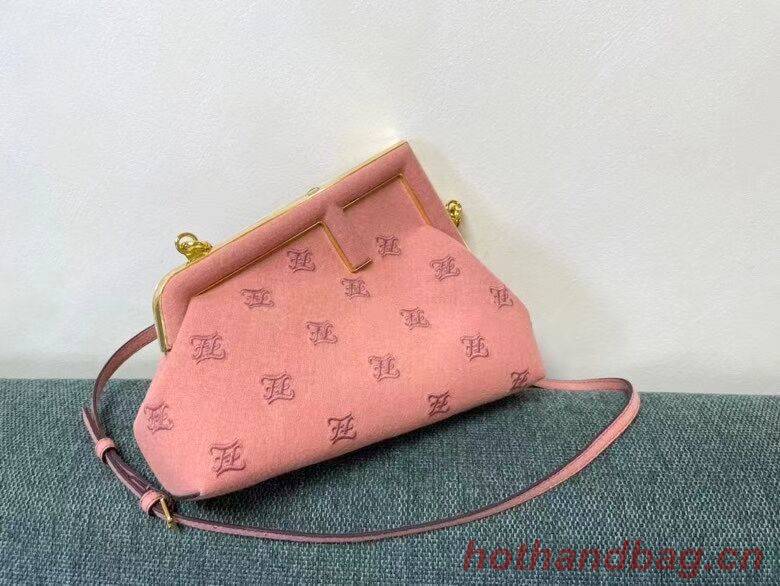 FENDI FIRST SMALL flannel bag with embroidery 8BP129A PINK FENDI FIRST SMALL flannel bag with embroidery 8BP129A PINK