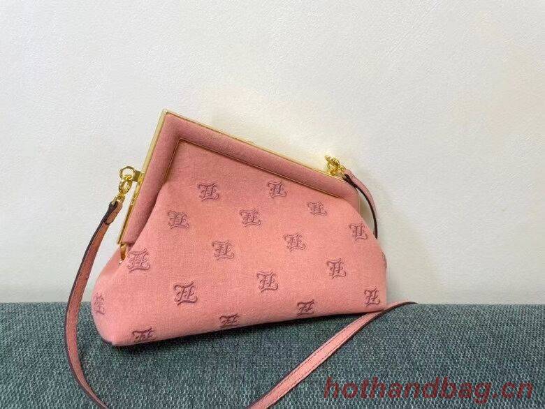 FENDI FIRST SMALL flannel bag with embroidery 8BP129A PINK FENDI FIRST SMALL flannel bag with embroidery 8BP129A PINK