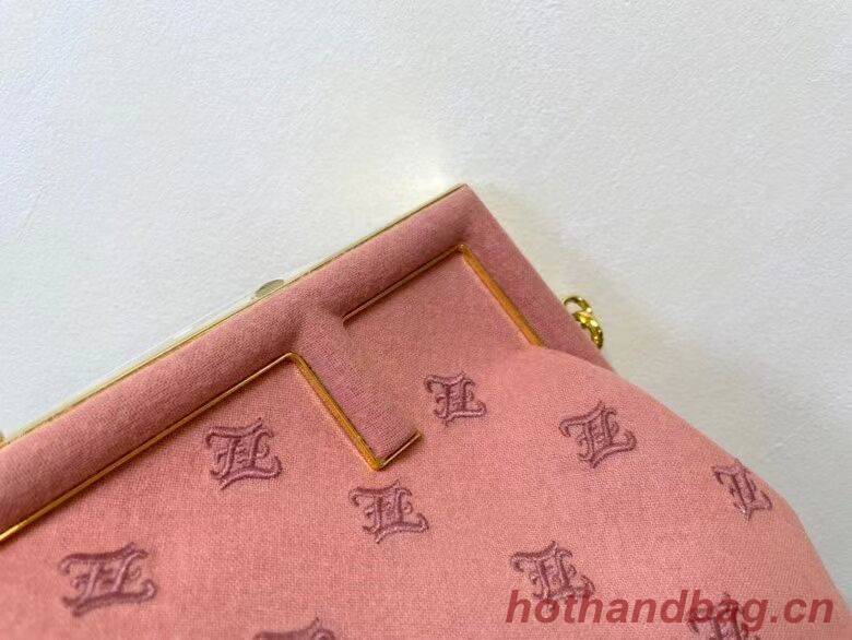 FENDI FIRST SMALL flannel bag with embroidery 8BP129A PINK FENDI FIRST SMALL flannel bag with embroidery 8BP129A PINK