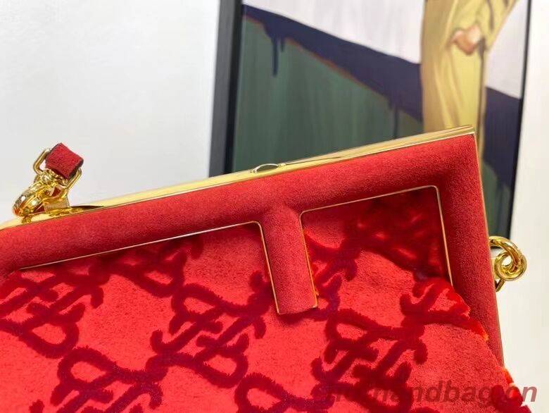 FENDI FIRST small suede bag 8BP129A red FENDI FIRST small suede bag 8BP129A red
