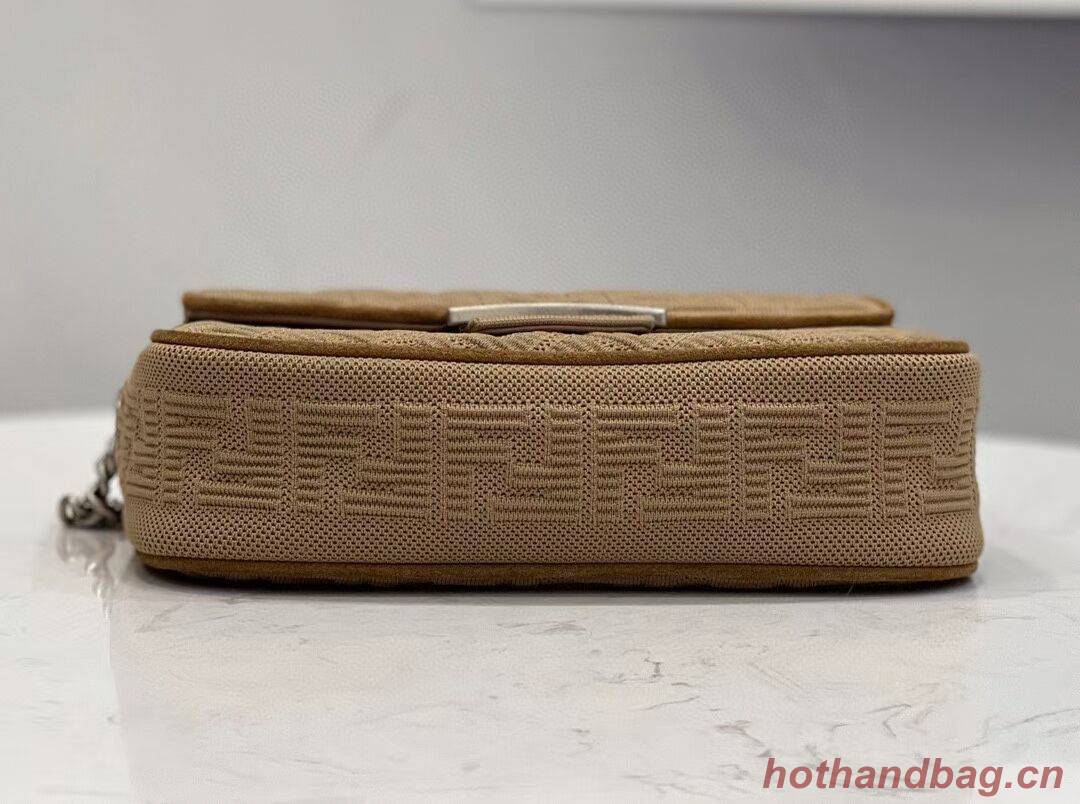 FENDI MIDI BAGUETTE CHAIN FF fabric bag 8BR793 Beige FENDI MIDI BAGUETTE CHAIN FF fabric bag 8BR793 Beige