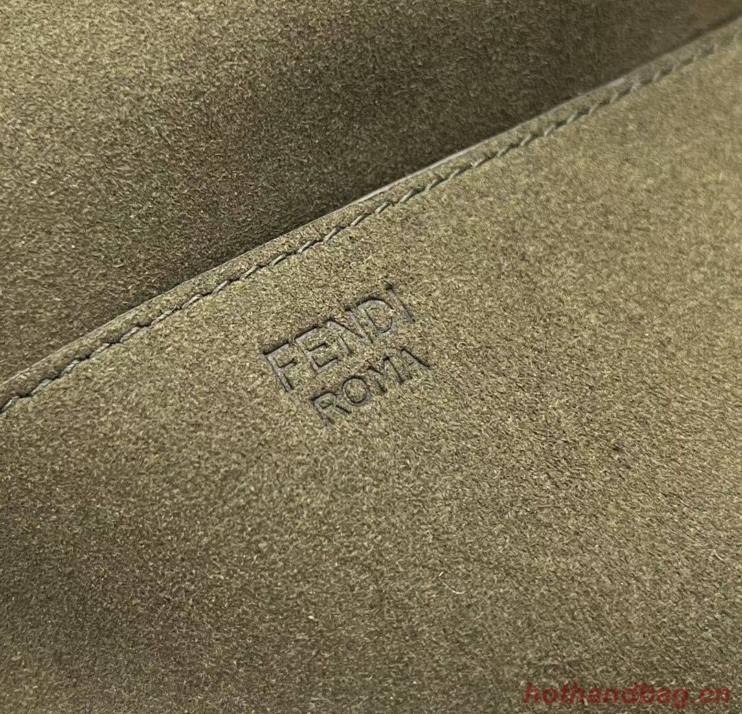 FENDI MIDI BAGUETTE CHAIN FF fabric bag 8BR793 Green FENDI MIDI BAGUETTE CHAIN FF fabric bag 8BR793 Green