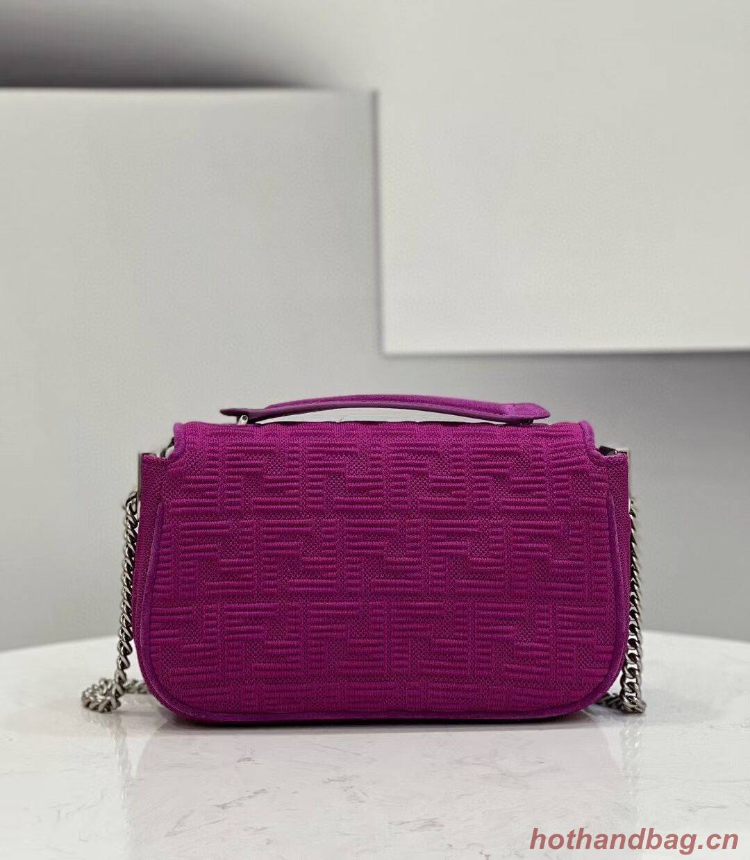 FENDI MIDI BAGUETTE CHAIN FF fabric bag 8BR793 Purple FENDI MIDI BAGUETTE CHAIN FF fabric bag 8BR793 Purple