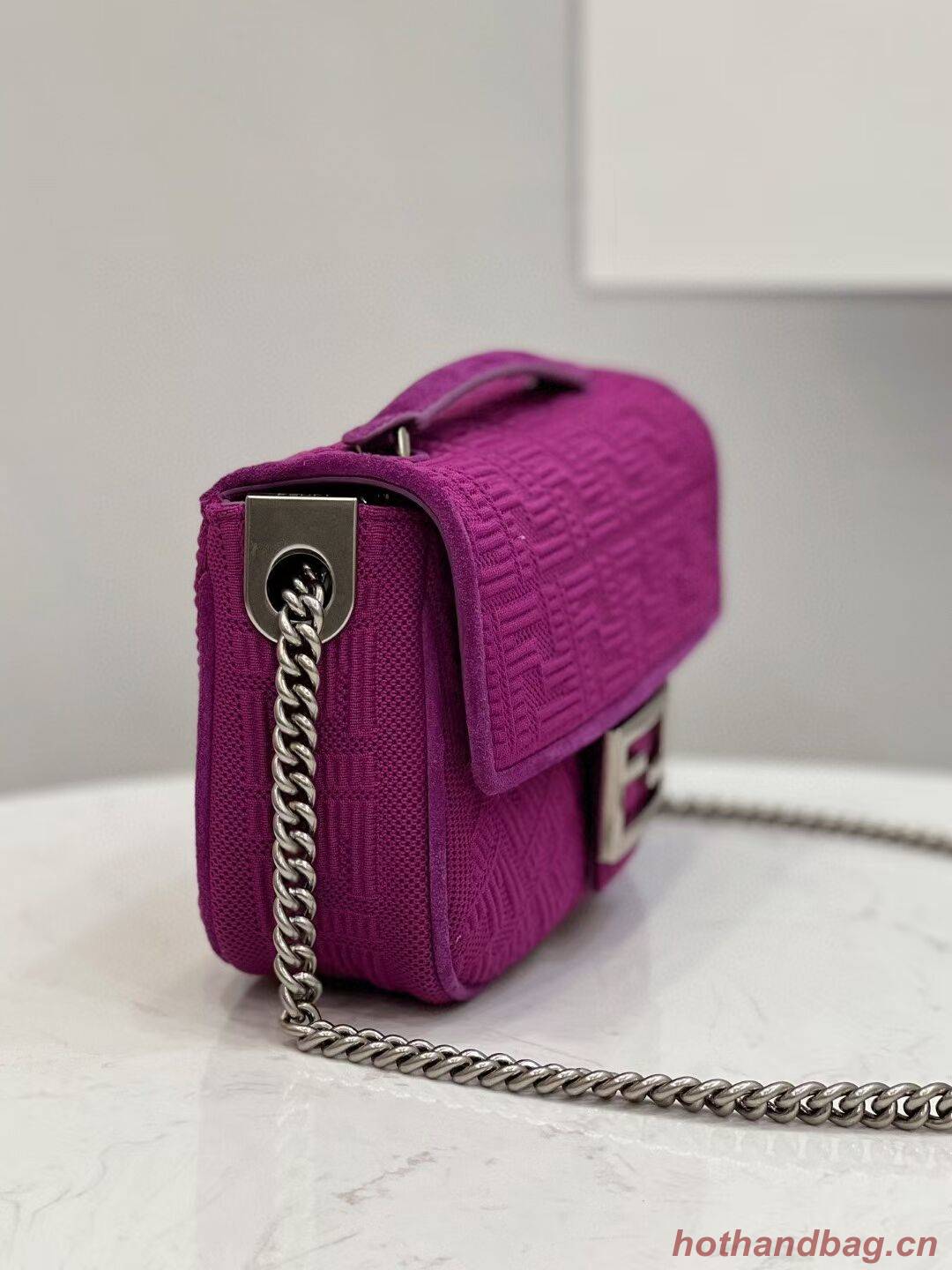 FENDI MIDI BAGUETTE CHAIN FF fabric bag 8BR793 Purple FENDI MIDI BAGUETTE CHAIN FF fabric bag 8BR793 Purple