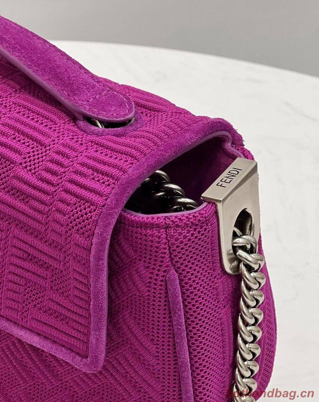 FENDI MIDI BAGUETTE CHAIN FF fabric bag 8BR793 Purple FENDI MIDI BAGUETTE CHAIN FF fabric bag 8BR793 Purple