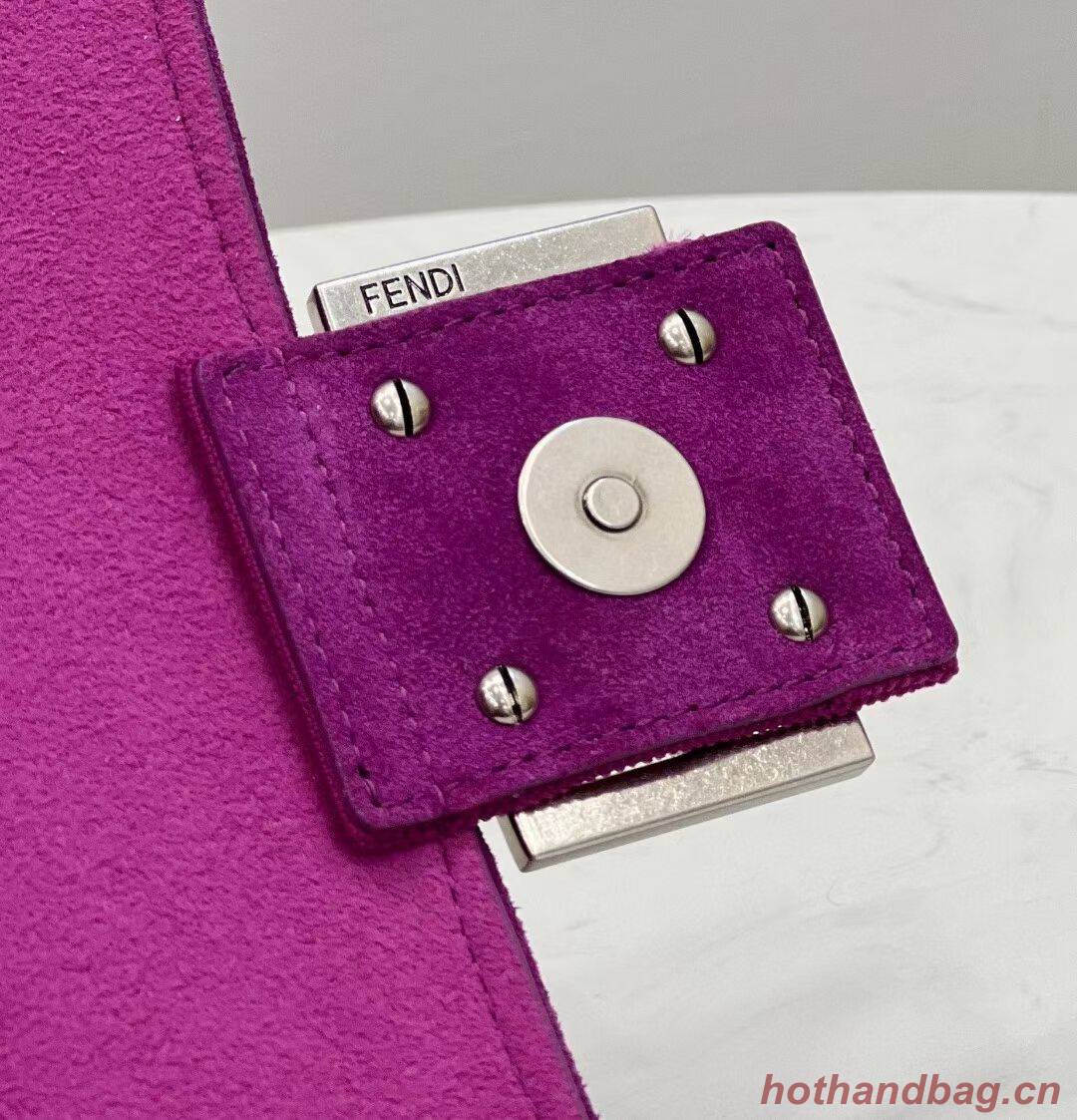 FENDI MIDI BAGUETTE CHAIN FF fabric bag 8BR793 Purple FENDI MIDI BAGUETTE CHAIN FF fabric bag 8BR793 Purple
