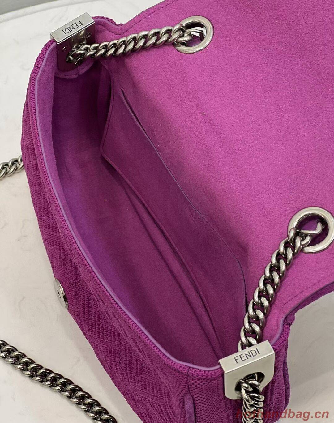 FENDI MIDI BAGUETTE CHAIN FF fabric bag 8BR793 Purple FENDI MIDI BAGUETTE CHAIN FF fabric bag 8BR793 Purple