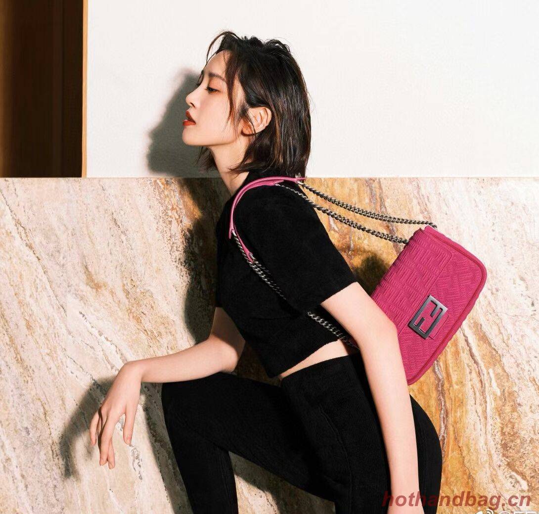 FENDI MIDI BAGUETTE CHAIN FF fabric bag 8BR793 Purple FENDI MIDI BAGUETTE CHAIN FF fabric bag 8BR793 Purple