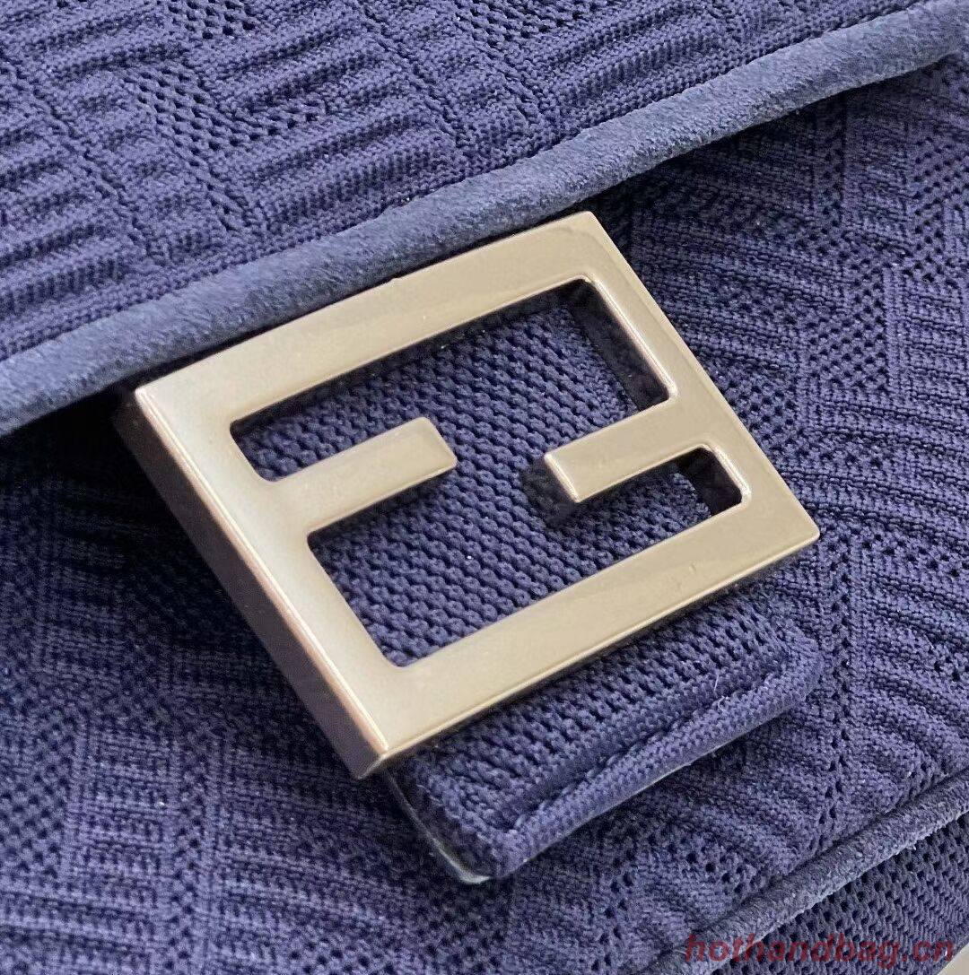 FENDI MIDI BAGUETTE CHAIN FF fabric bag 8BR793 dark blue FENDI MIDI BAGUETTE CHAIN FF fabric bag 8BR793 dark blue