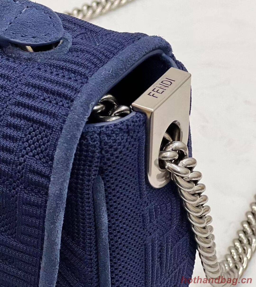 FENDI MIDI BAGUETTE CHAIN FF fabric bag 8BR793 dark blue FENDI MIDI BAGUETTE CHAIN FF fabric bag 8BR793 dark blue