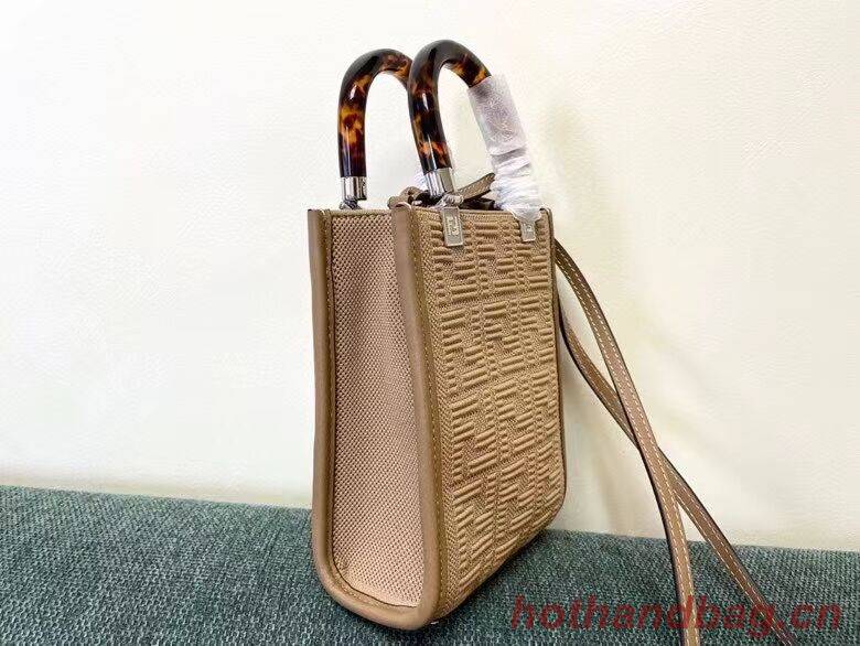 FENDI MINI SUNSHINE SHOPPER FF fabric mini-bag 8BS051AG Beige FENDI MINI SUNSHINE SHOPPER FF fabric mini-bag 8BS051AG Beige