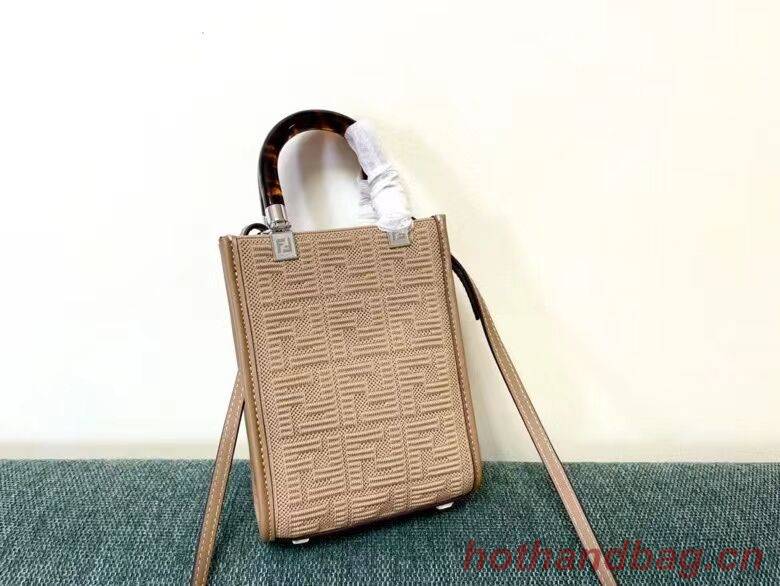 FENDI MINI SUNSHINE SHOPPER FF fabric mini-bag 8BS051AG Beige FENDI MINI SUNSHINE SHOPPER FF fabric mini-bag 8BS051AG Beige
