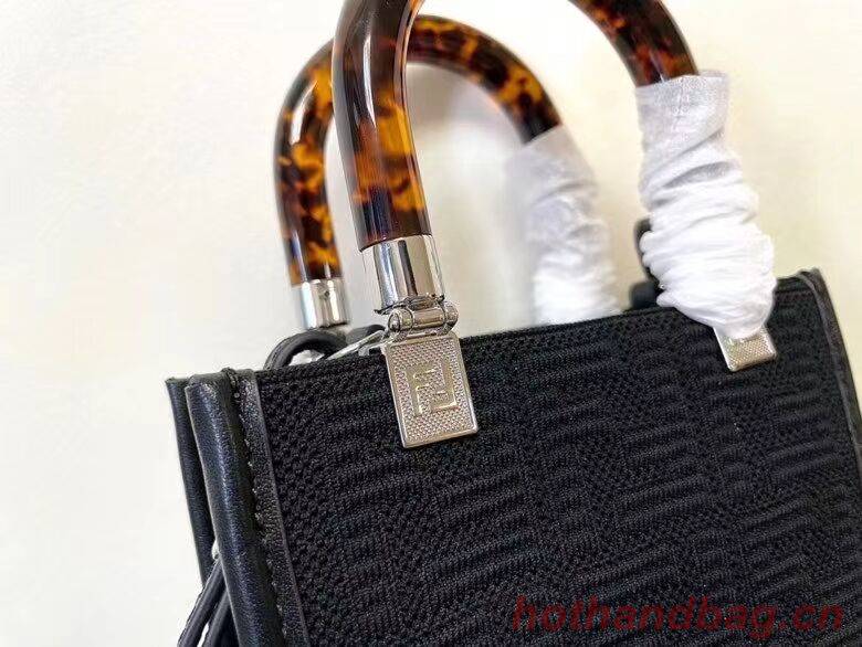 FENDI MINI SUNSHINE SHOPPER FF fabric mini-bag 8BS051AG black FENDI MINI SUNSHINE SHOPPER FF fabric mini-bag 8BS051AG black