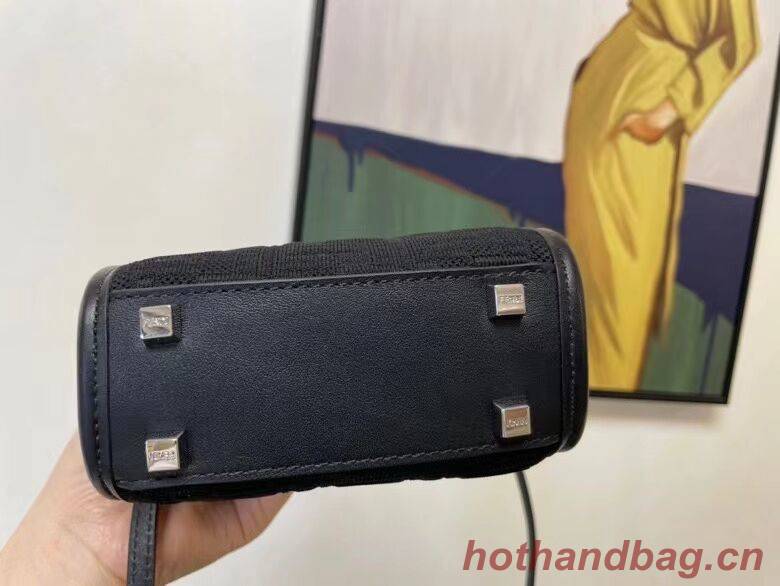 FENDI MINI SUNSHINE SHOPPER FF fabric mini-bag 8BS051AG black FENDI MINI SUNSHINE SHOPPER FF fabric mini-bag 8BS051AG black