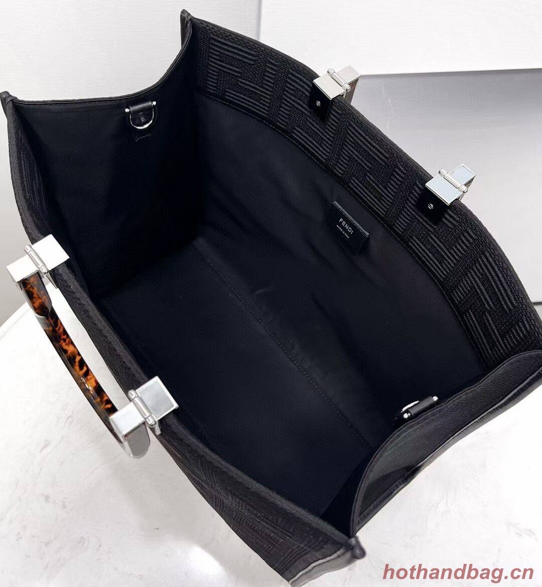 FENDI SUNSHINE MEDIUM FF fabric shopper 8BH386A black FENDI SUNSHINE MEDIUM FF fabric shopper 8BH386A black