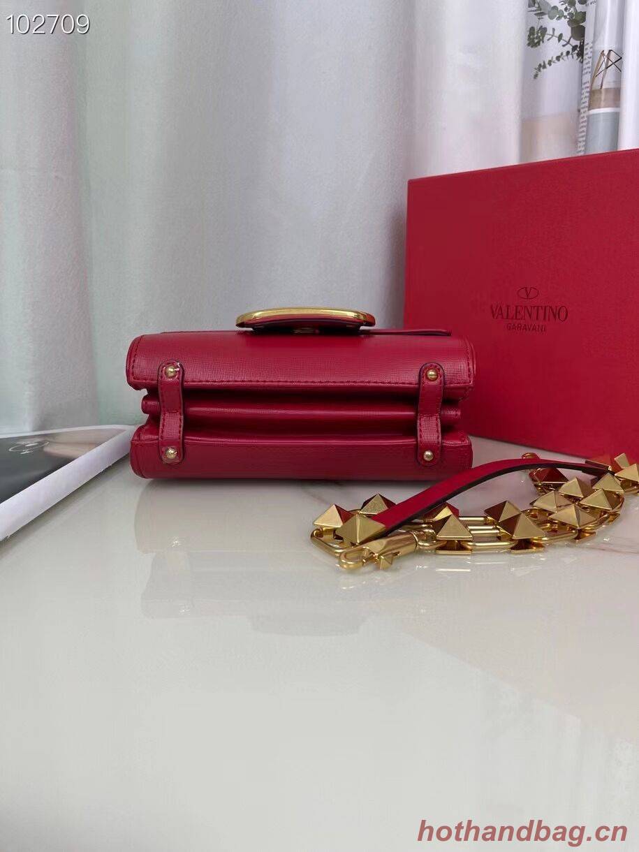 VALENTINO GARAVANI Stud Sign Grained Calfskin Shoulder Bag V0196 red VALENTINO GARAVANI Stud Sign Grained Calfskin Shoulder Bag V0196 red