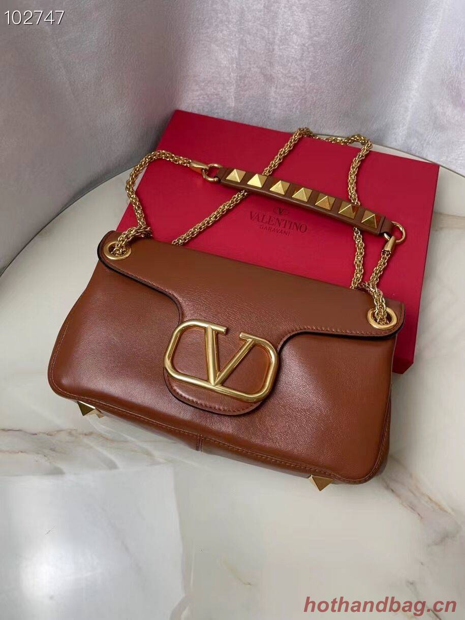 VALENTINO GARAVANI Stud Sign nappa Shoulder Bag NL098 caramel VALENTINO GARAVANI Stud Sign nappa Shoulder Bag NL098 caramel