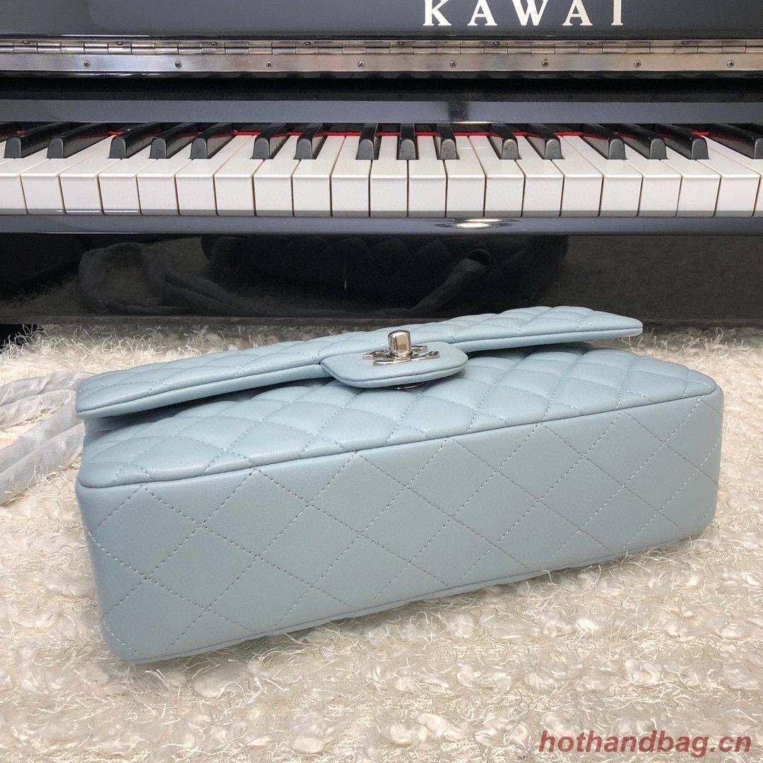 Chanel 2.55 Series Flap Bag Original Lambskin Leather 5024CF A01112 Grey Blue Silver-Tone