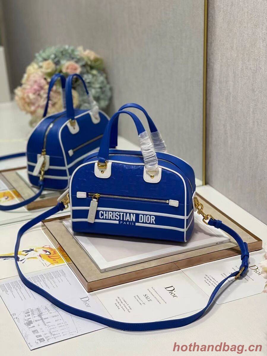 DIOR medium Embossing leather tote Bag A9200 blue DIOR medium Embossing leather tote Bag A9200 blue