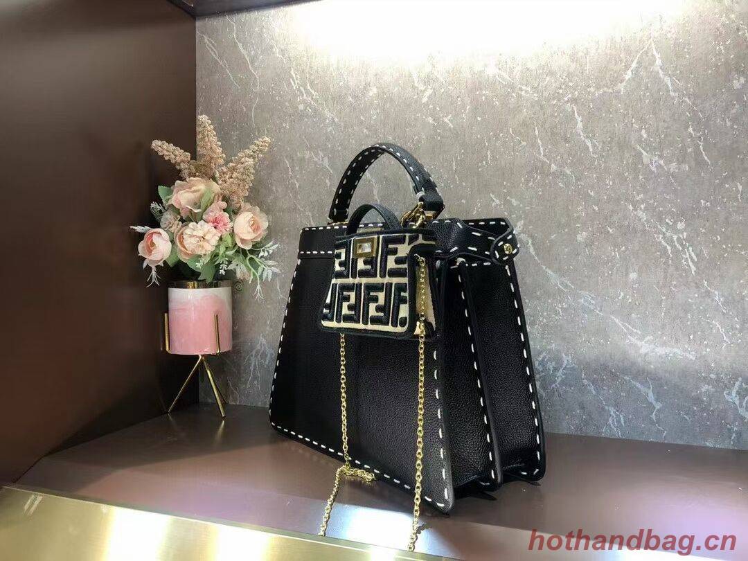 Fendi Peekaboo ISeeU MEDIUM leather bag F8637 black Fendi Peekaboo ISeeU MEDIUM leather bag F8637 black