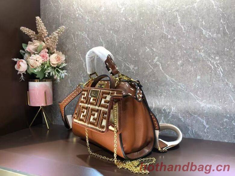 Fendi Peekaboo ISeeU Small leather bag F8636 brown Fendi Peekaboo ISeeU Small leather bag F8636 brown