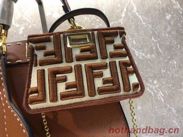 Fendi Peekaboo ISeeU Small leather bag F8636 brown Fendi Peekaboo ISeeU Small leather bag F8636 brown