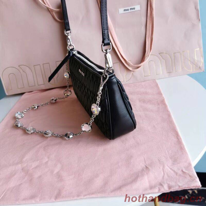 miu miu Matelasse Nappa Leather Shoulder Bag 6BH225 black miu miu Matelasse Nappa Leather Shoulder Bag 6BH225 black