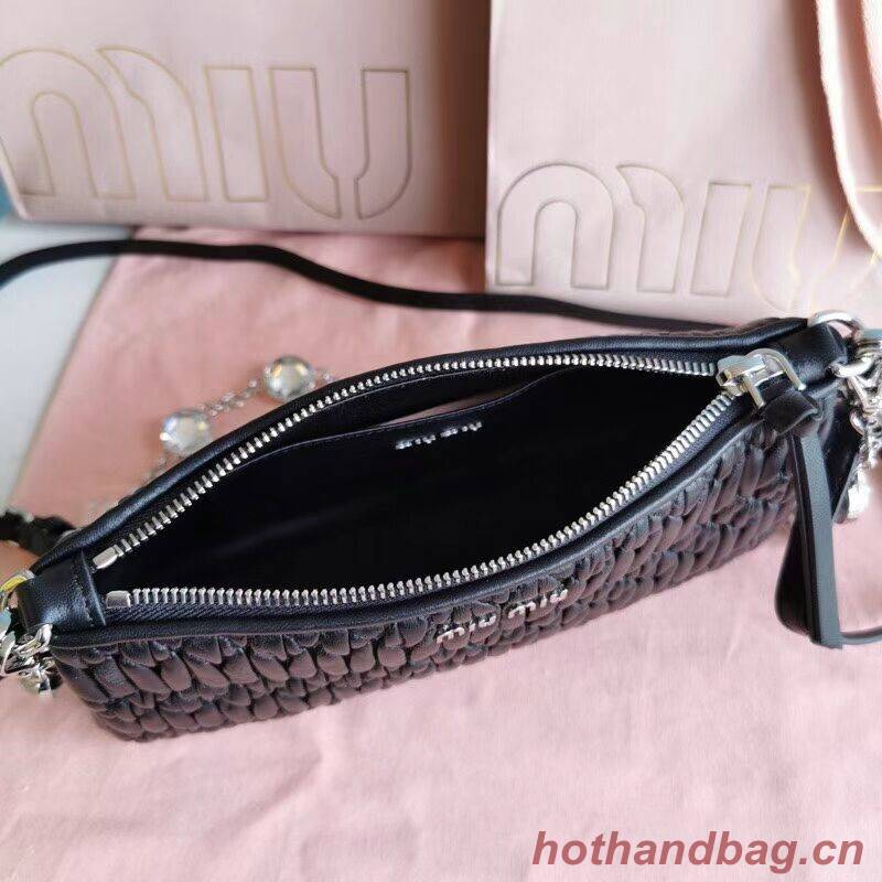 miu miu Matelasse Nappa Leather Shoulder Bag 6BH225 black miu miu Matelasse Nappa Leather Shoulder Bag 6BH225 black