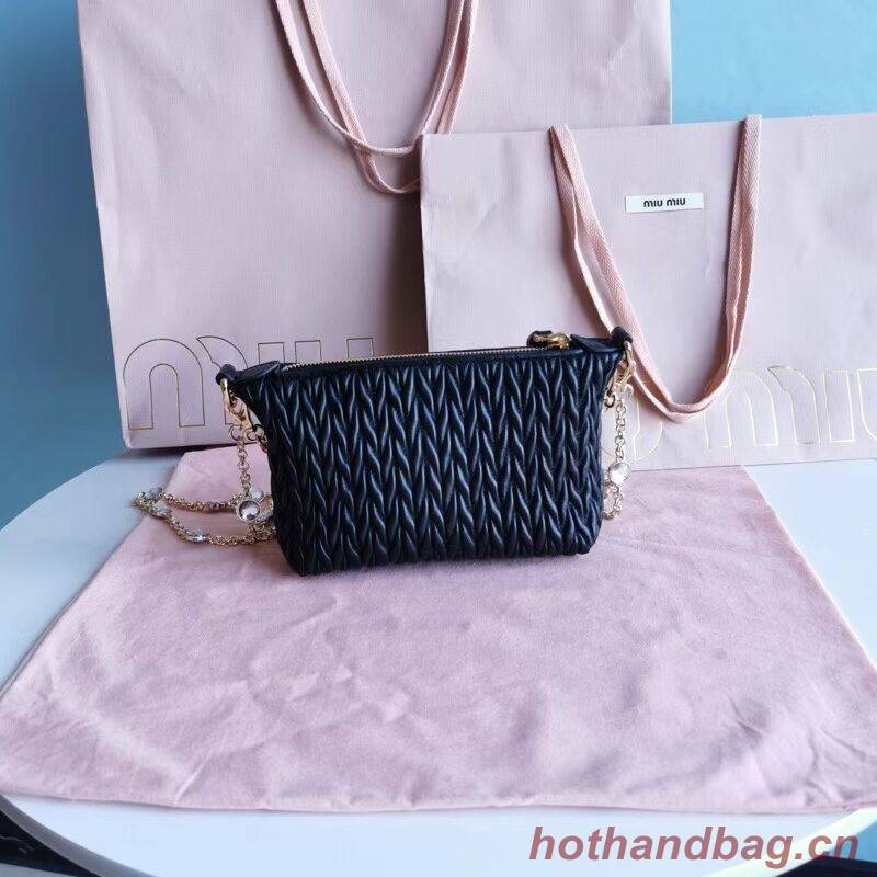 miu miu Matelasse Nappa Leather mini Shoulder Bag 6BE641 black miu miu Matelasse Nappa Leather mini Shoulder Bag 6BE641 black