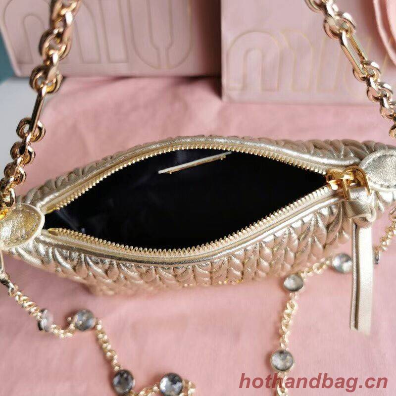miu miu Matelasse Nappa Leather mini Shoulder Bag 6BE641 gold miu miu Matelasse Nappa Leather mini Shoulder Bag 6BE641 gold