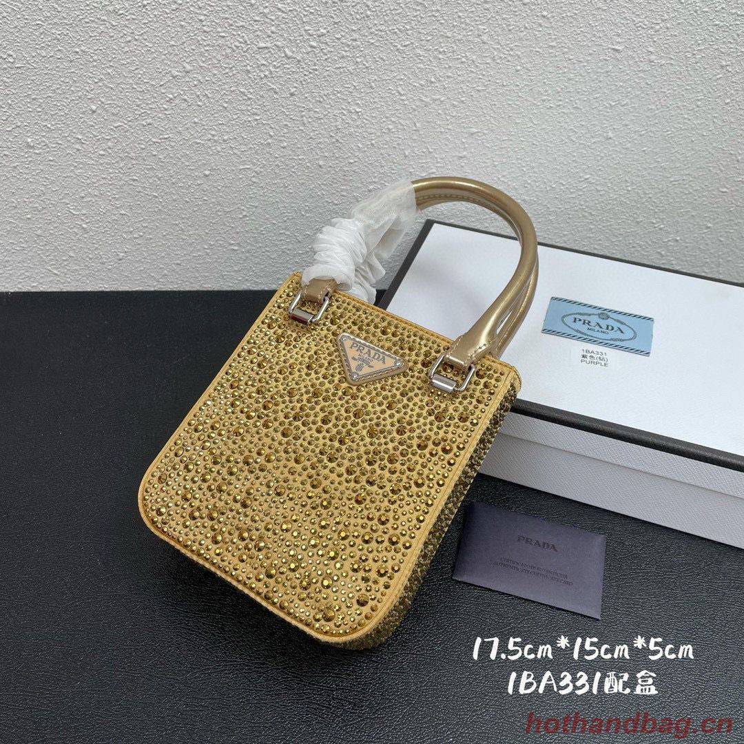 Prada leather small-bag with artificial crystals tote 1BC331 Gold Prada leather small-bag with artificial crystals tote 1BC331 Gold