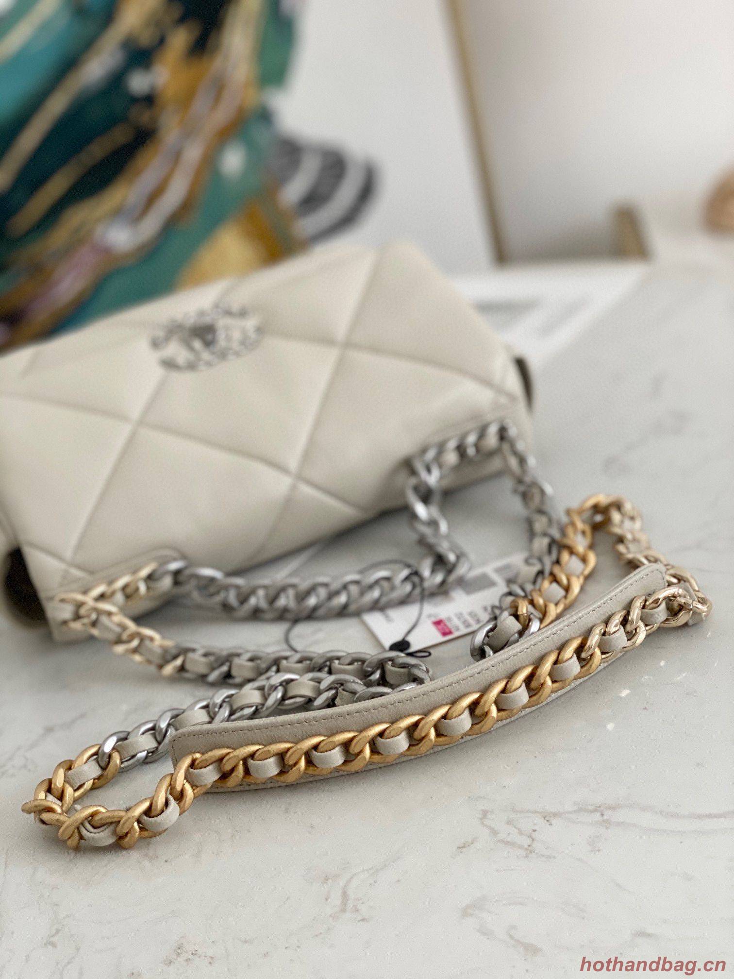Chanel 19 flap bag AS1160 AS1161 AS1162 Off White Silver Hardware Chanel 19 flap bag AS1160 AS1161 AS1162 Off White Silver Hardware