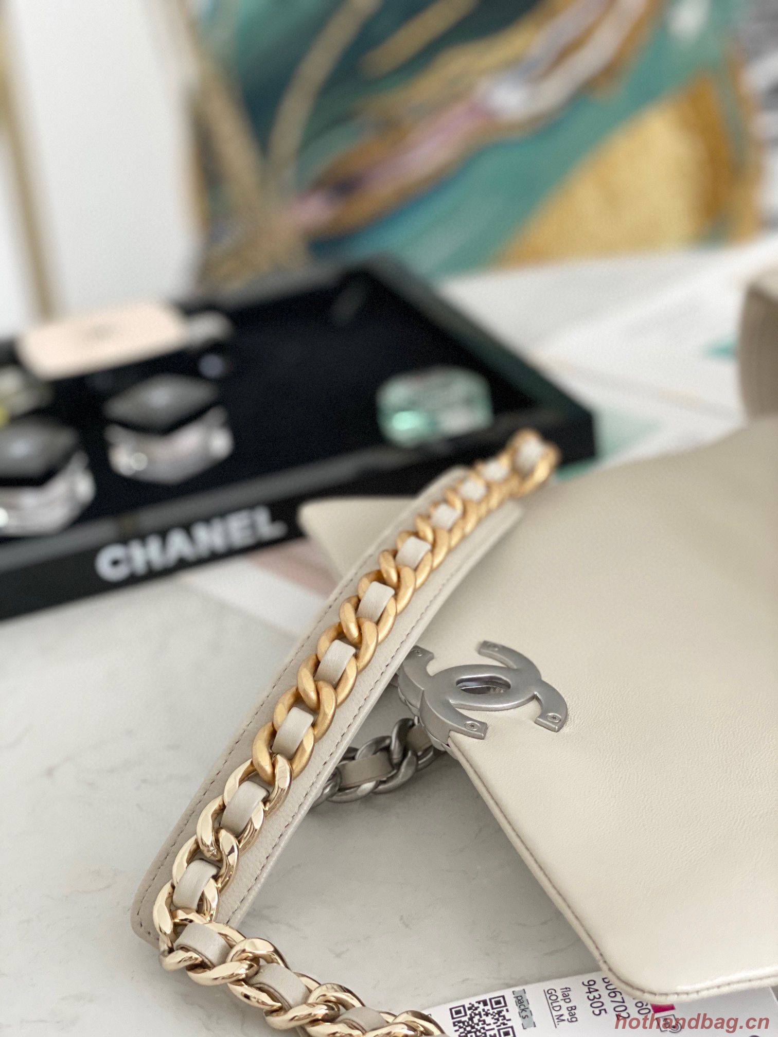 Chanel 19 flap bag AS1160 AS1161 AS1162 Off White Silver Hardware Chanel 19 flap bag AS1160 AS1161 AS1162 Off White Silver Hardware