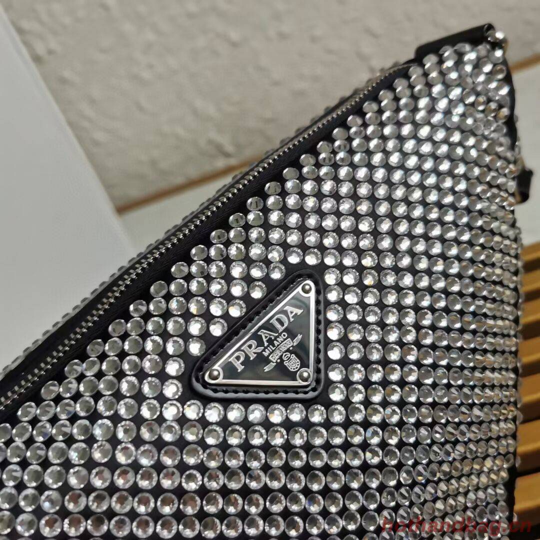 Prada with artificial crystals shoulder bag 1AH190 black Prada with artificial crystals shoulder bag 1AH190 black