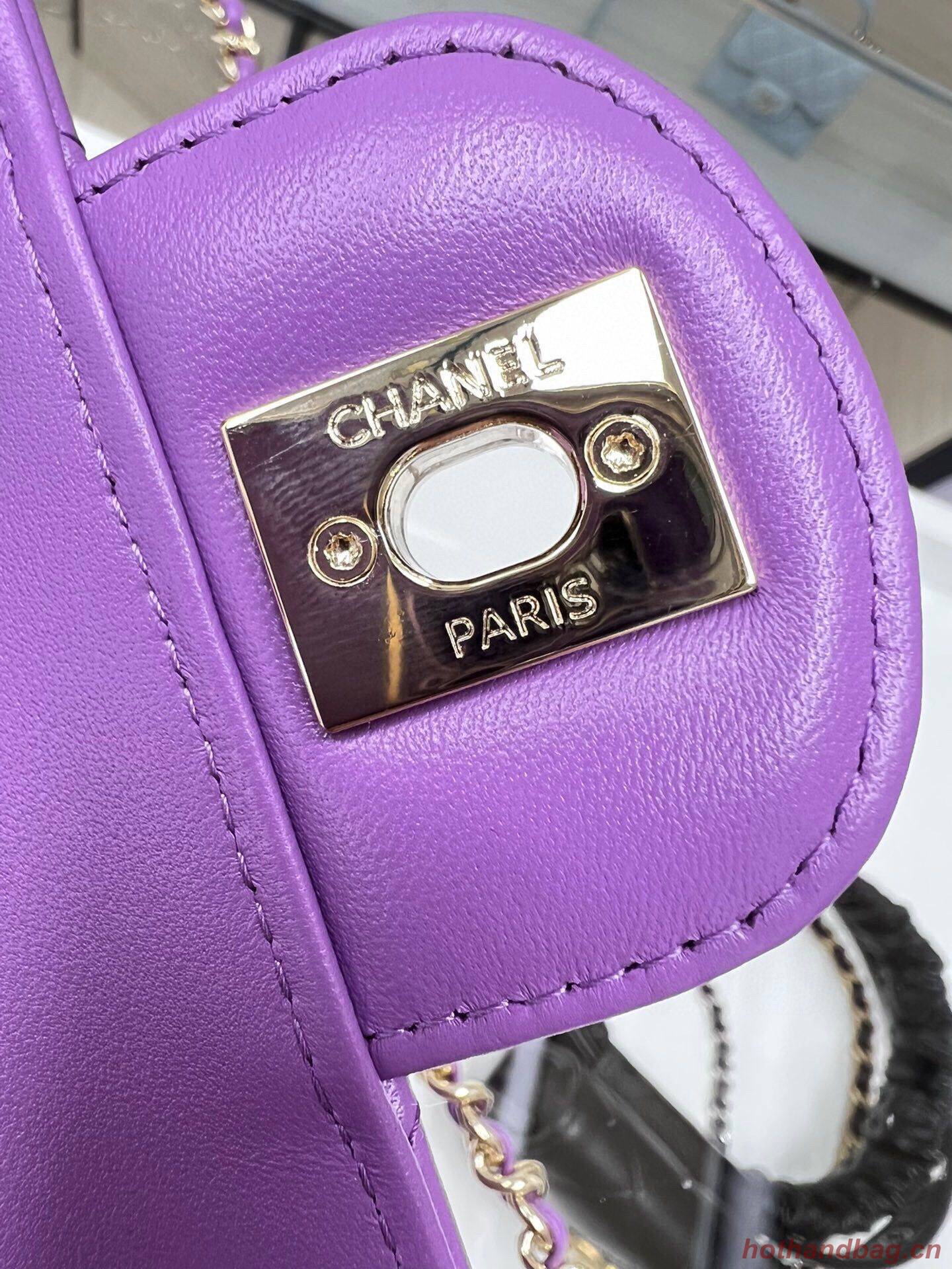 Chanel 2022S Love Heart Original Lambskin Crossbody Chain Bag AS3191Y Purple Chanel 2022S Love Heart Original Lambskin Crossbody Chain Bag AS3191Y Purple