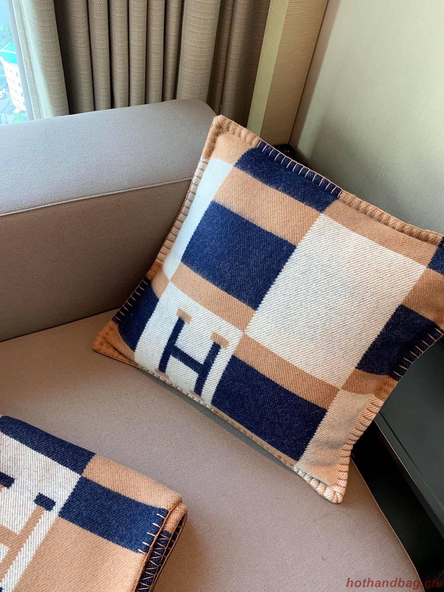Hermes Pillow 18234 Khaki&Blue Hermes Pillow 18234 Khaki&Blue