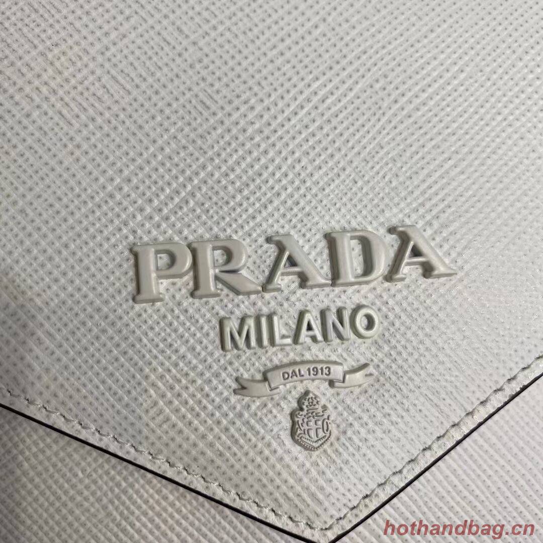 Prada Monochrome Saffiano and leather bag 1BD317 white Prada Monochrome Saffiano and leather bag 1BD317 white