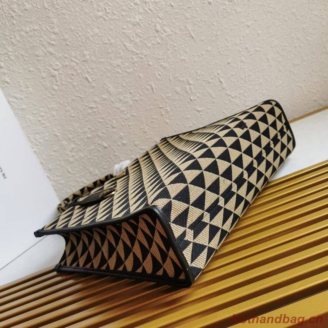 Prada Large Prada Symbole jacquard fabric handbag 1BR255 Black&Beige Prada Large Prada Symbole jacquard fabric handbag 1BR255 Black&Beige