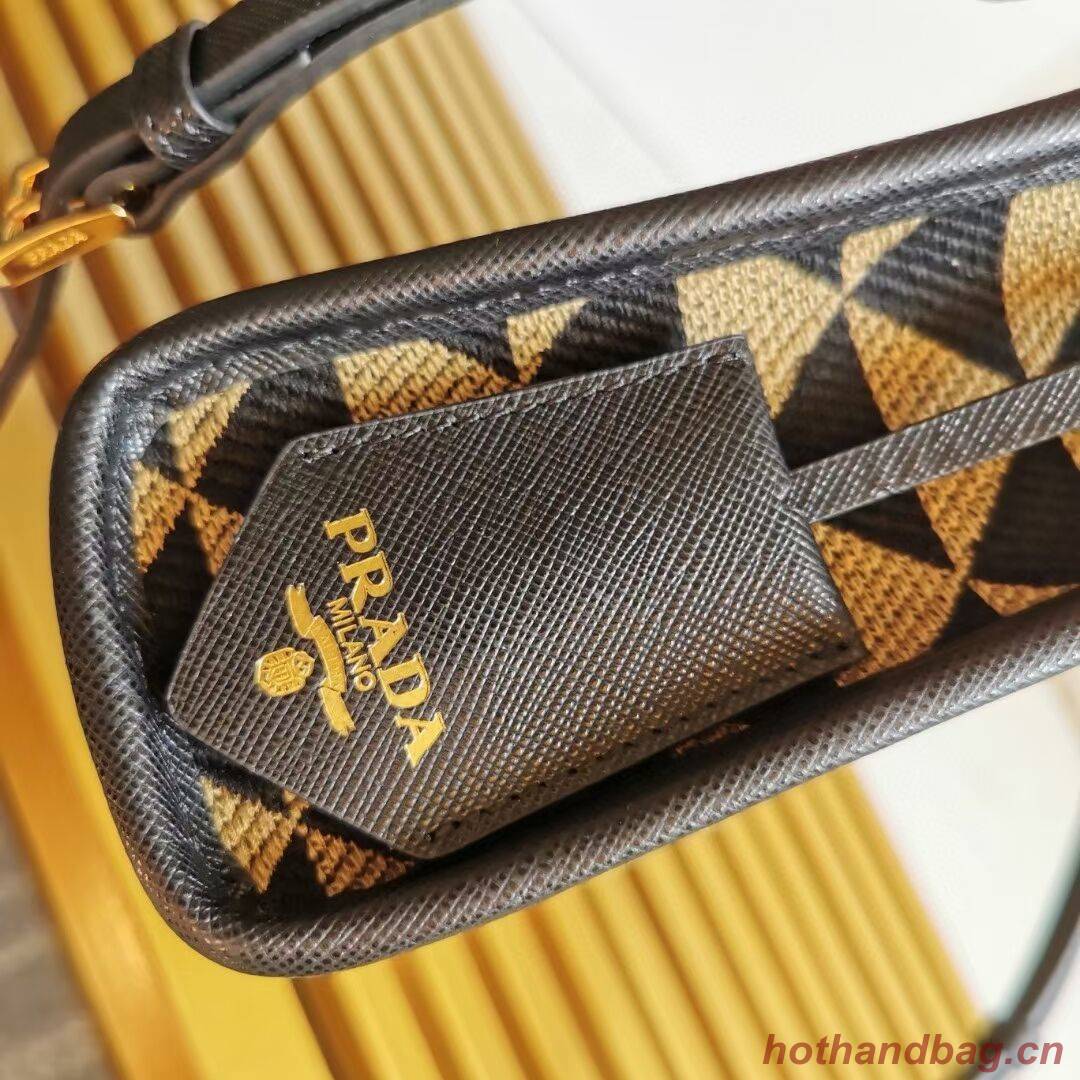 Prada Symbole jacquard fabric micro bag 1BA355 Black&Beige Prada Symbole jacquard fabric micro bag 1BA355 Black&Beige