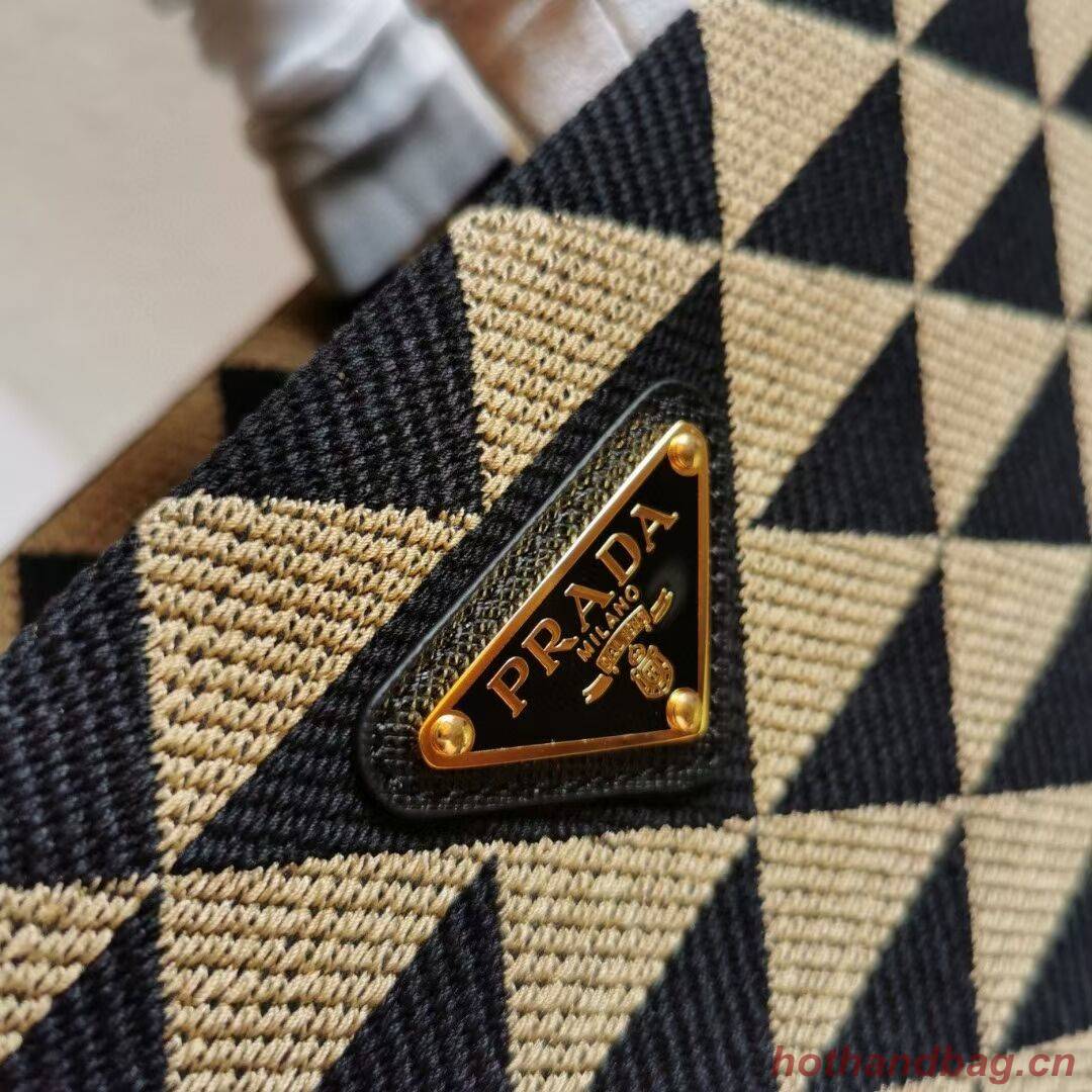 Small Prada Galleria jacquard fabric bag 1BA863 Black&Beige Small Prada Galleria jacquard fabric bag 1BA863 Black&Beige
