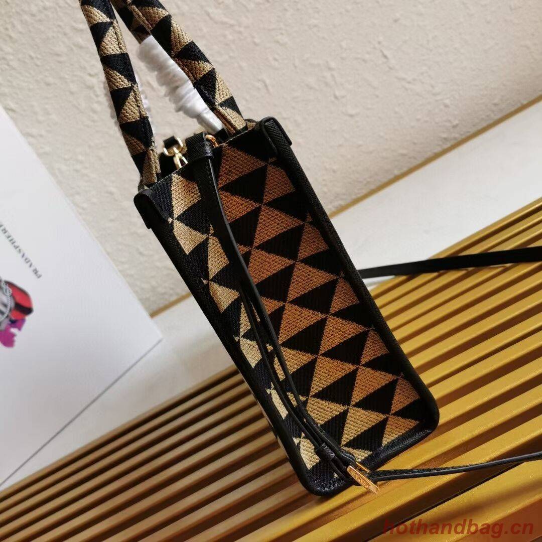 Small Prada Galleria jacquard fabric bag 1BA863 Black&Beige Small Prada Galleria jacquard fabric bag 1BA863 Black&Beige