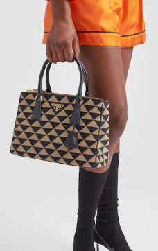 Small Prada Galleria jacquard fabric bag 1BA863 Black&Beige Small Prada Galleria jacquard fabric bag 1BA863 Black&Beige