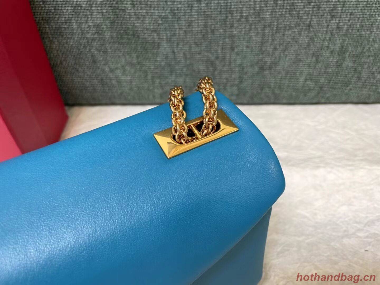 VALENTINO GARAVANI One Stud Sheepskin Shoulder Bag XW0B0K21 blue VALENTINO GARAVANI One Stud Sheepskin Shoulder Bag XW0B0K21 blue