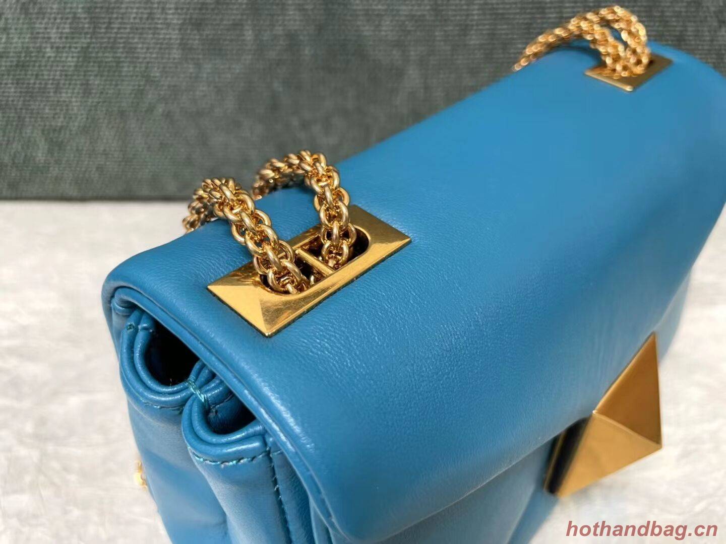 VALENTINO GARAVANI One Stud Sheepskin Shoulder Bag XW0B0K21 blue VALENTINO GARAVANI One Stud Sheepskin Shoulder Bag XW0B0K21 blue