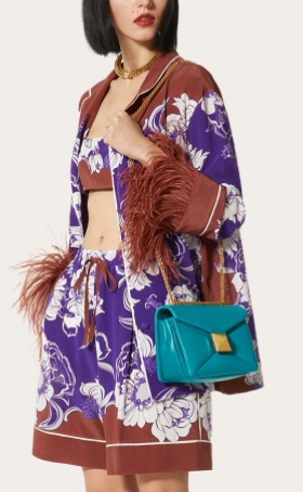 VALENTINO GARAVANI One Stud Sheepskin Shoulder Bag XW0B0K21 blue VALENTINO GARAVANI One Stud Sheepskin Shoulder Bag XW0B0K21 blue