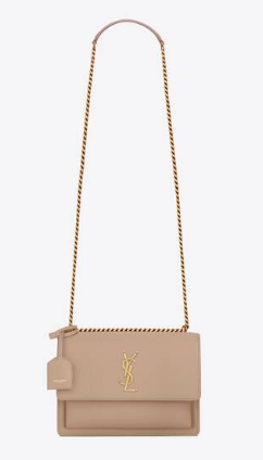 Yves Saint Laurent SUNSET MEDIUM CHAIN BAG IN SMOOTH LEATHER 442906 DARK BEIGE Yves Saint Laurent SUNSET MEDIUM CHAIN BAG IN SMOOTH LEATHER 442906 DARK BEIGE
